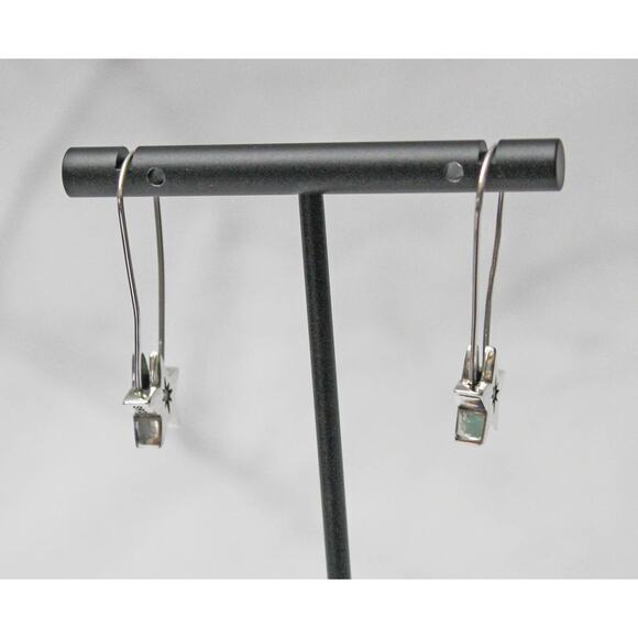 New Long Silver 925 Hook Earrings with Star and Rhinestone E61 - Picture 3 of 3